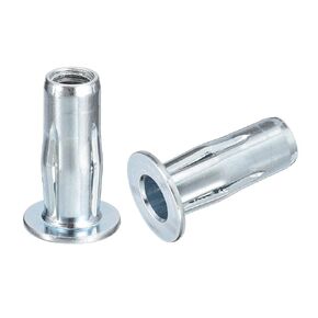 uxcell 1/4-20 Multi-Grip Rivet Nuts, 10pcs Pre-Bulbed Shank Flat Head Threaded Insert Nut Carbon Steel Plus Nuts for Construction Industrial