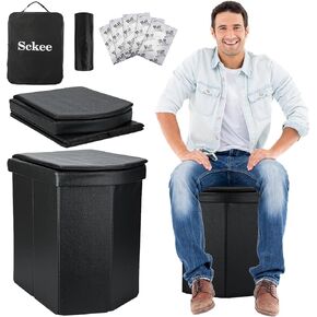 Portable Toilet for Adults, XL Portable Toilet for Camping, 16.5'' Camping Toilet with Lid, Camp Toilet with Handbag, Travel Potty for Camping, Hiking, RoadTrip, Car, Tent, Truck Drivers