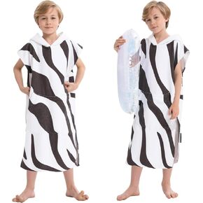 Rainleaf Surf Poncho Kids Changing Towel Quick Dry Pool Swim Beach Towel with Hood and Front Pocket Warm and Soft Microfiber Robe Towel-Bee-S(19"X29") in Kuwait