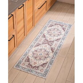Kokia Washable Area Rug 6x9 Lightweight Ultra-Thin Non-Slip Living Room Rugs Vintage Printed Low Pile Lightweight Carpet Bedroom Dining Room Office Indoor Area, Anya Orange