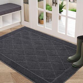 BEQHAUSE Doormat Indoor Dirt Trapper Door Mats Non-Slip, Low-Profile Indoor Mats, Absorbent Resist Dirt Floor Mat Washable Entrance Mat for Front Back Door, Entryway, Hallway, 24" x 36", Dark Grey