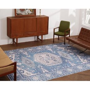 Kokia Area Rugs Living Room 4x6 Bedroom Non Slip Wear Resistant Oriental Brown Rug Indoor Vintage Accent Floor Carpet for Entrance Kitchen Bedroom, Solani Brown