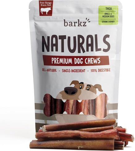 Barkz Naturals 6 Inch Odor-Free Bully Sticks for Dogs (12 Pack) - 100% All-Natural Beef Pizzle Sticks for Small to Medium Dogs - Moderate Chewers - Fully Digestible in Saudi Arabia