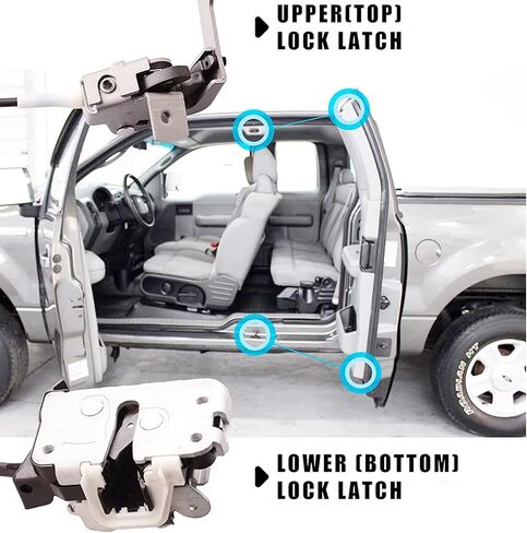 طقم تجميع كابل مزلاج قفل الباب الخلفي من الجانب الأيسر والأيمن مجموعة علوية وسفلية لسيارة Ford F250 F350 F450 F550 Super Duty Extended Cab 1999-2007 استبدال 6C3Z-28264A01-A &6C3Z-28264A00-A (قطعتان) in Kuwait