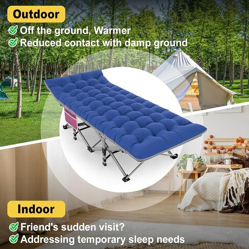 سرير تخييم نحيف للبالغين، سرير أطفال بوزن 500 رطل للتخييم، سرير تخييم محمول قابل للطي، سرير نوم للتخييم، سرير التخييم، المكتب، خيمة الشاطئ في الهواء الطلق مع حقيبة حمل وسادة، 1200D طبقة مزدوجة أكسفورد in Kuwait