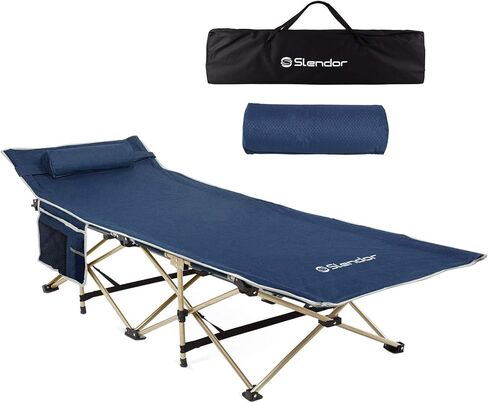 Slendor Camping Cot for Adults,500lbs Cot for Camping Portable Folding Camp Cots,Sleeping Cots for Camp Bed Office Outdoor Tent Beach with Pillow Carry Bag,1200D Double Layer Oxford in Saudi Arabia