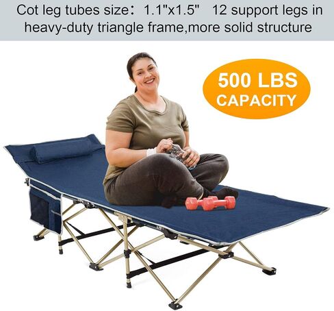 Slendor Camping Cot for Adults,500lbs Cot for Camping Portable Folding Camp Cots,Sleeping Cots for Camp Bed Office Outdoor Tent Beach with Pillow Carry Bag,1200D Double Layer Oxford in Saudi Arabia