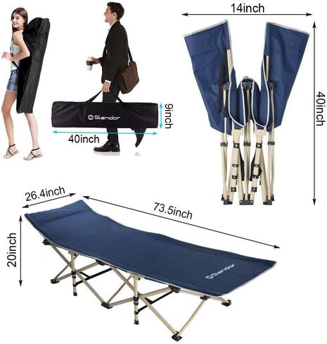 Slendor Camping Cot for Adults,500lbs Cot for Camping Portable Folding Camp Cots,Sleeping Cots for Camp Bed Office Outdoor Tent Beach with Pillow Carry Bag,1200D Double Layer Oxford in Saudi Arabia
