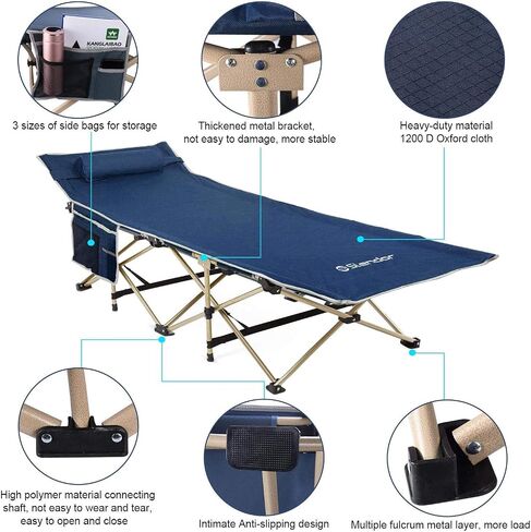 Slendor Camping Cot for Adults,500lbs Cot for Camping Portable Folding Camp Cots,Sleeping Cots for Camp Bed Office Outdoor Tent Beach with Pillow Carry Bag,1200D Double Layer Oxford in Saudi Arabia