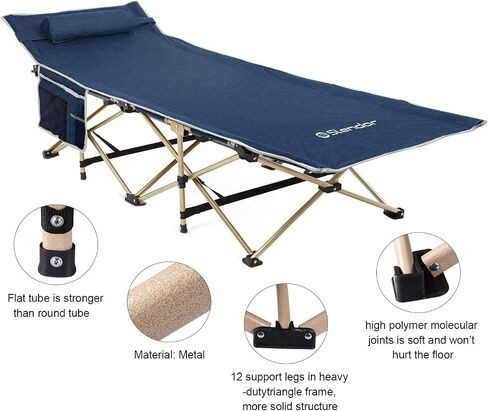 Slendor Camping Cot for Adults,500lbs Cot for Camping Portable Folding Camp Cots,Sleeping Cots for Camp Bed Office Outdoor Tent Beach with Pillow Carry Bag,1200D Double Layer Oxford in Saudi Arabia