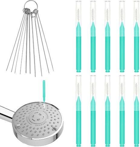 10pcs Shower Head Cleaners, Shower Nozzle Cleaning Brush with 10pcs Needle Picks Multifunctional Shower Head Cleaner Tool Small Holes Tiny Brush for Nozzle Gaps Household Bathroom in Saudi Arabia