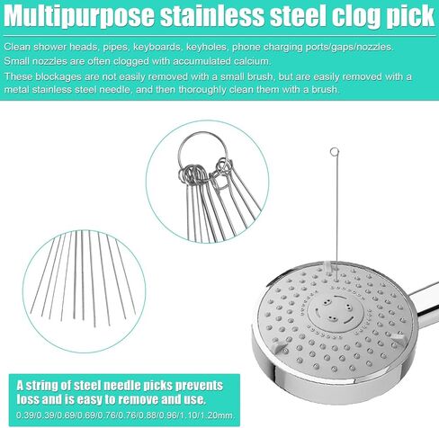 10pcs Shower Head Cleaners, Shower Nozzle Cleaning Brush with 10pcs Needle Picks Multifunctional Shower Head Cleaner Tool Small Holes Tiny Brush for Nozzle Gaps Household Bathroom in Saudi Arabia