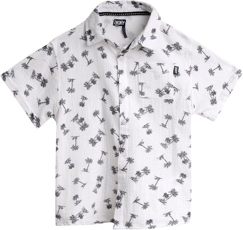 DKNY Boys' Shorts Set - 2 Piece Short Sleeve Button Down Shirt and Denim Jean Shorts - Summer Outfit for Toddler Boys (2T-7) in Saudi Arabia