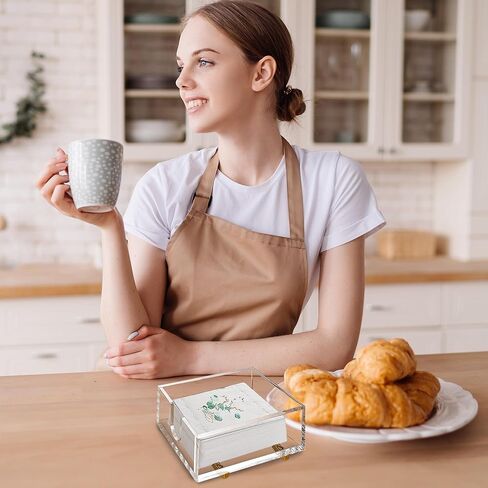 حامل مناديل كوكتيل أكريليك مصمم بدقة مقاس 5x5 بوصة لحامل مناديل البار - حامل مناديل موفر للمساحة وحامل مناديل مربع للطاولة - حامل مناديل كوكتيل للمناديل الورقية in Kuwait