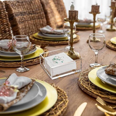 حامل مناديل كوكتيل أكريليك مصمم بدقة مقاس 5x5 بوصة لحامل مناديل البار - حامل مناديل موفر للمساحة وحامل مناديل مربع للطاولة - حامل مناديل كوكتيل للمناديل الورقية in Kuwait