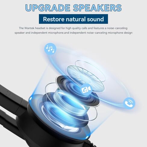 Wantek سماعة رأس USB مع ميكروفون لأجهزة الكمبيوتر المحمول، سماعة كمبيوتر سلكية مع إلغاء ضوضاء الميكروفون، التحكم في مستوى الصوت وكتم الصوت، مركز اتصال مكتب الأعمال SoftPhone، دردشة واضحة، راحة فائقة in Saudi Arabia