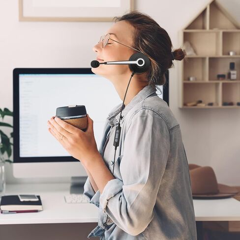 Wantek سماعة رأس USB مع ميكروفون لأجهزة الكمبيوتر المحمول، سماعة كمبيوتر سلكية مع إلغاء ضوضاء الميكروفون، التحكم في مستوى الصوت وكتم الصوت، مركز اتصال مكتب الأعمال SoftPhone، دردشة واضحة، راحة فائقة in Saudi Arabia