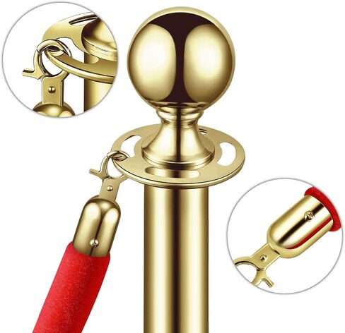 Flexzion Velvet Stanchion Rope (5FT, 2 Pack) 1.5" Thick Black Cord for Ball Crown Top Style Barriers Post, Crowd Queue Line Safe Control, Round Velour with Silver Plated Polished Snap Hook in Saudi Arabia