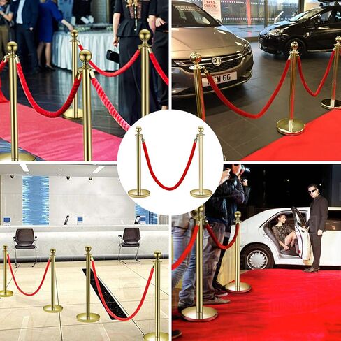 Flexzion Velvet Stanchion Rope (5FT, 2 Pack) 1.5" Thick Black Cord for Ball Crown Top Style Barriers Post, Crowd Queue Line Safe Control, Round Velour with Silver Plated Polished Snap Hook in Saudi Arabia