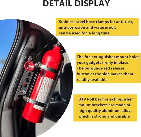 حامل طفاية حريق FHV قابل للتعديل سريع التحرير، حامل طفاية حريق مع 4 مشابك لسيارة جيب رانجلر JK JKU JL JLU Polaris RZR Ranger UTV in Kuwait