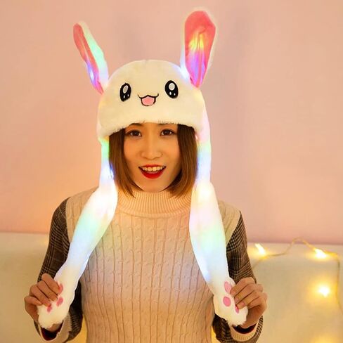 AIYUENCICI مضحك القطيفة قبعة الأرنب الأذن تتحرك القفز القبعات لطيف الأرنب قبعة قبعة للنساء الفتيات تأثيري حزب عطلة in Kuwait