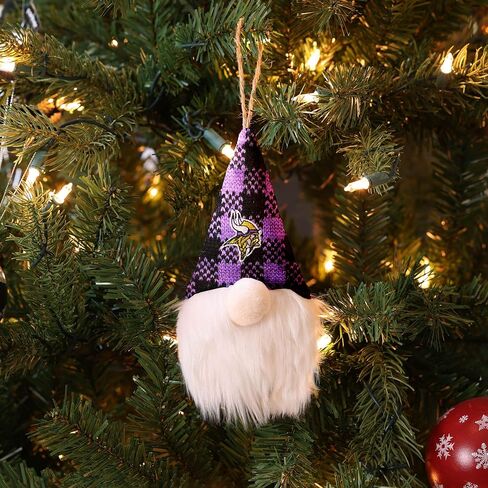 FOCO NFL Unisex-Adult NFL Team Logo Holiday Plaid Hat Plush Gnome Tree Ornament in Saudi Arabia