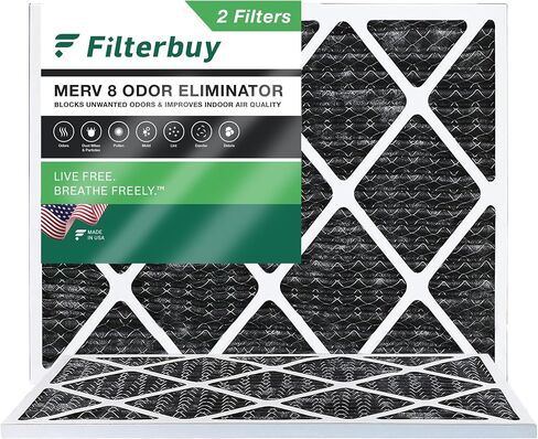 Filterbuy 20x22x1 Air Filter MERV 8 Odor Eliminator (2-Pack), Pleated HVAC AC Furnace Air Filters Replacement with Activated Carbon (Actual Size: 19.50 x 21.50 x 0.75 Inches) in Saudi Arabia