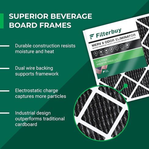 Filterbuy 20x22x1 Air Filter MERV 8 Odor Eliminator (2-Pack), Pleated HVAC AC Furnace Air Filters Replacement with Activated Carbon (Actual Size: 19.50 x 21.50 x 0.75 Inches) in Saudi Arabia