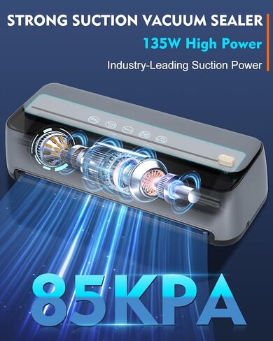 ماكينة ختم الطعام من تشاوس، مضختان 85 كيلو باسكال أوتوماتيكية بالكامل 8 في 1 لغلق الطعام، قاطع مدمج وتخزين الحقائب، الكشف التلقائي عن الأكياس، وضع الرطوبة الجافة وخرطوم شفط الهواء | لمس ال اي دي | سو فيديو in Kuwait