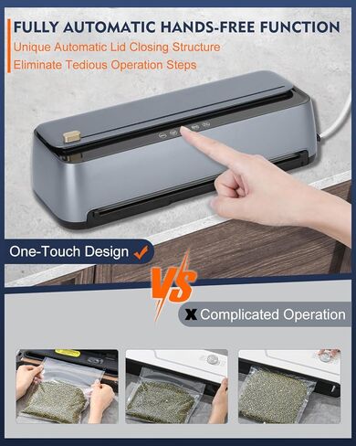 ماكينة ختم الطعام من تشاوس، مضختان 85 كيلو باسكال أوتوماتيكية بالكامل 8 في 1 لغلق الطعام، قاطع مدمج وتخزين الحقائب، الكشف التلقائي عن الأكياس، وضع الرطوبة الجافة وخرطوم شفط الهواء | لمس ال اي دي | سو فيديو in Kuwait