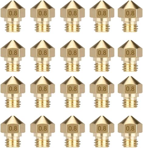 ACMYCH 20PCS MK10 3D Printer Nozzles M7 Thread Brass Extruder Head Hotend Nozzle for 1.75mm Filament (0.8mm) in Saudi Arabia