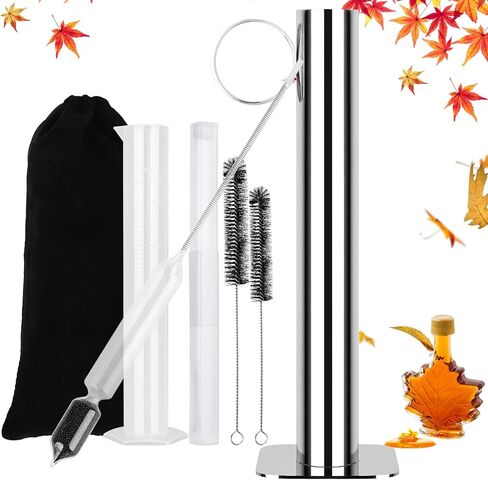 مجموعة أكواب اختبار مقياس كثافة شراب القيقب من يويميفي، مجموعة قياس كثافة شراب القيقب - مقياس كثافة السوائل من الفولاذ المقاوم للصدأ، أسطوانة بلاستيكية متدرجة مع فرشاة تنظيف لقياس محتوى السكر في الشراب in Kuwait