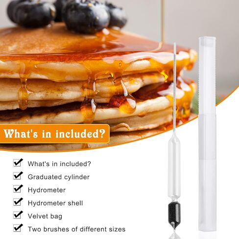 مجموعة أكواب اختبار مقياس كثافة شراب القيقب من يويميفي، مجموعة قياس كثافة شراب القيقب - مقياس كثافة السوائل من الفولاذ المقاوم للصدأ، أسطوانة بلاستيكية متدرجة مع فرشاة تنظيف لقياس محتوى السكر في الشراب in Kuwait