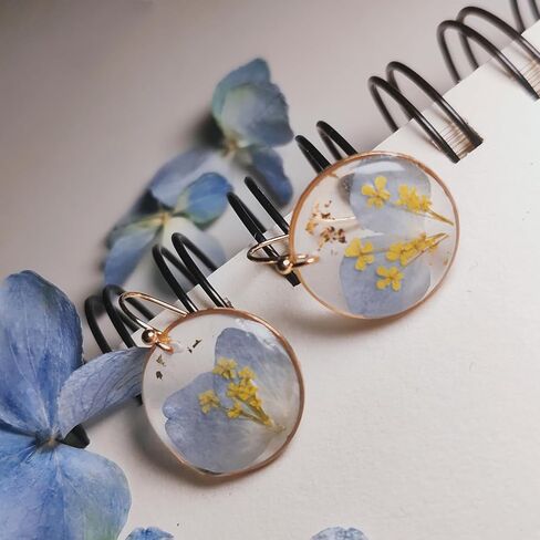 Pressed Flower Earrings, Baby's Breath Flower Earrings,Resin Dangle Earrings for Woman,Dried Flower Earrings for Birthdays, Parties, Christmas, Gift Box in Saudi Arabia