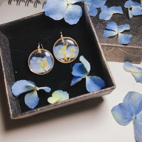 Pressed Flower Earrings, Baby's Breath Flower Earrings,Resin Dangle Earrings for Woman,Dried Flower Earrings for Birthdays, Parties, Christmas, Gift Box in Saudi Arabia