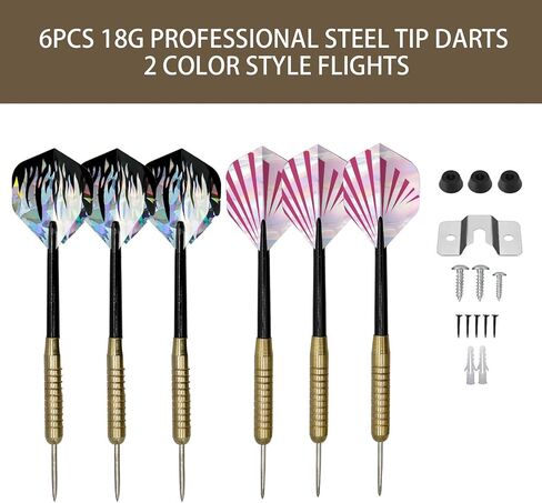 Pennpliy Bristle Dart Board Set, Professional Dart Board 18" with Steel Tip Darts Outdoor Dartboard Set, Compressed Sisal Metal Wire Board with Rotating Number Ring Includes 6pcs 18g Darts in Saudi Arabia