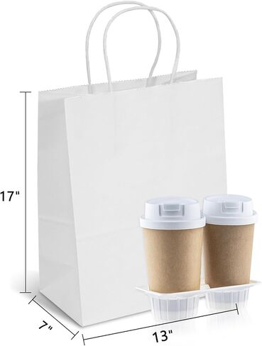 TOWRAP Extra Large Brown Paper Bags With Handles 50Pcs 13 x 7 x 17 Inch Kraft Gift Bags Bulk Paper Grocery Bags, Shopping Bags, Party Bags, Retail Bags, Merchandise Bags in Kuwait