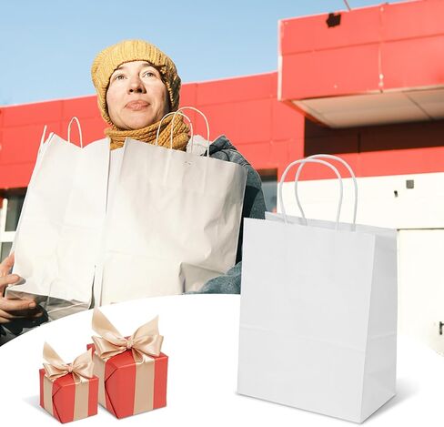 TOWRAP Extra Large Brown Paper Bags With Handles 50Pcs 13 x 7 x 17 Inch Kraft Gift Bags Bulk Paper Grocery Bags, Shopping Bags, Party Bags, Retail Bags, Merchandise Bags in Kuwait