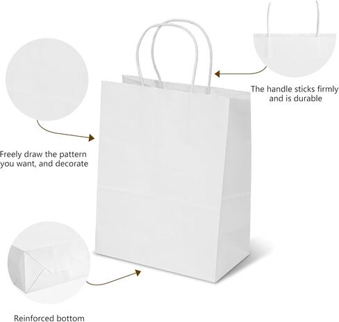 TOWRAP Extra Large Brown Paper Bags With Handles 50Pcs 13 x 7 x 17 Inch Kraft Gift Bags Bulk Paper Grocery Bags, Shopping Bags, Party Bags, Retail Bags, Merchandise Bags in Kuwait