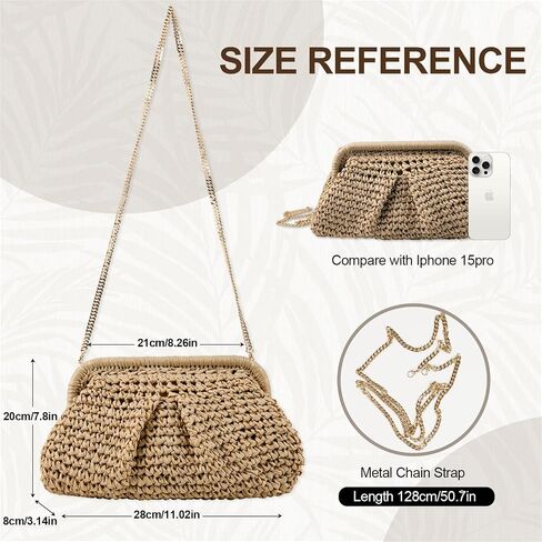 XSUIOY Straw Clutch Purse for Women Woven Dumpling Bag Summer Straw Beach Bag Crossbody Crochet Purses Shoulder Handbag in Saudi Arabia