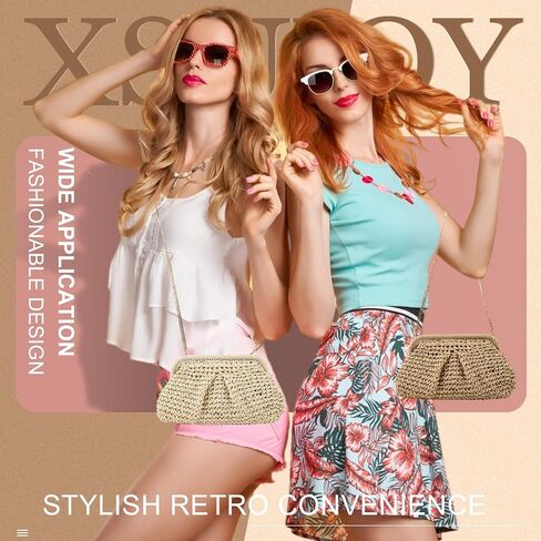 XSUIOY Straw Clutch Purse for Women Woven Dumpling Bag Summer Straw Beach Bag Crossbody Crochet Purses Shoulder Handbag in Saudi Arabia