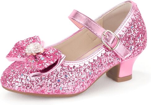 Hehainom Girls Dress Shoes Low Heels Mary Jane Flower Girl Wedding Party Communion Toddler Kids Heels in Kuwait