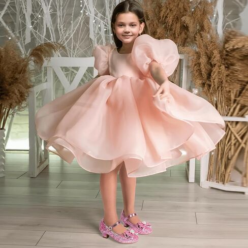 Hehainom Girls Dress Shoes Low Heels Mary Jane Flower Girl Wedding Party Communion Toddler Kids Heels in Kuwait