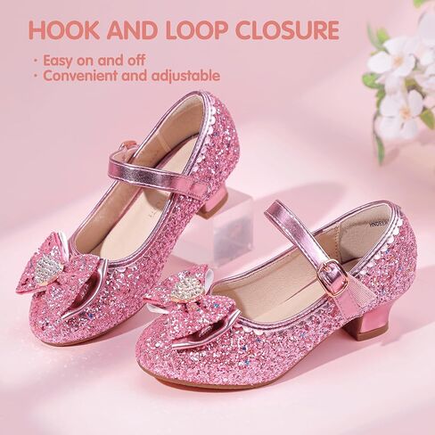 Hehainom Girls Dress Shoes Low Heels Mary Jane Flower Girl Wedding Party Communion Toddler Kids Heels in Kuwait