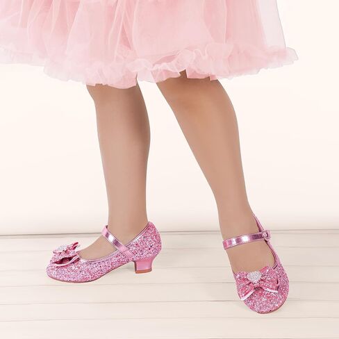Hehainom Girls Dress Shoes Low Heels Mary Jane Flower Girl Wedding Party Communion Toddler Kids Heels in Kuwait