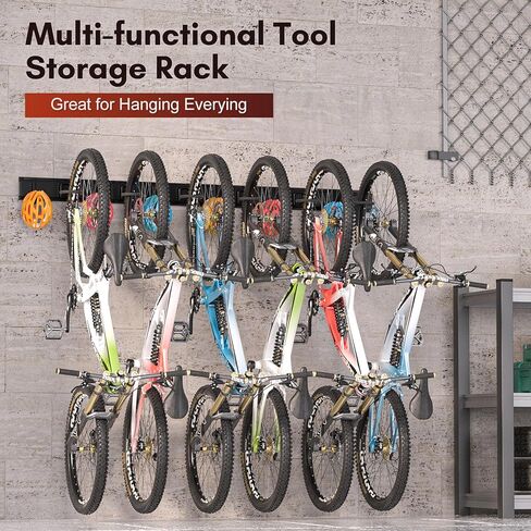 Vilaxing Bike Storage Rack,6 Bicycles Hanger for Garage Space Saving,Wall Mount Bicycle Storage Organizer Rack,Holds Up to 500lbs, Black in Kuwait