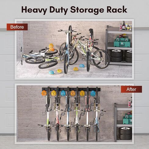 Vilaxing Bike Storage Rack,6 Bicycles Hanger for Garage Space Saving,Wall Mount Bicycle Storage Organizer Rack,Holds Up to 500lbs, Black in Kuwait