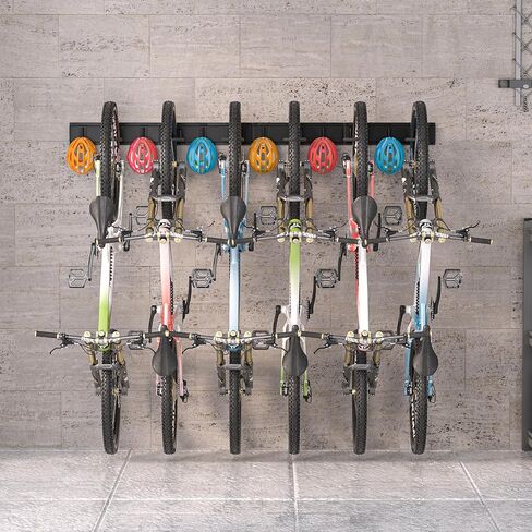 Vilaxing Bike Storage Rack,6 Bicycles Hanger for Garage Space Saving,Wall Mount Bicycle Storage Organizer Rack,Holds Up to 500lbs, Black in Kuwait
