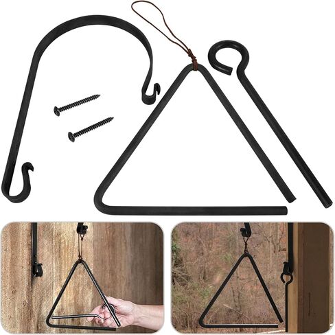 Triangle Dinner Bell Including Metal Hanger and Call Striker, Classical Cast Steel Cowboy Western Dinner Calling Bell for Chuck Wagon Décor in Saudi Arabia