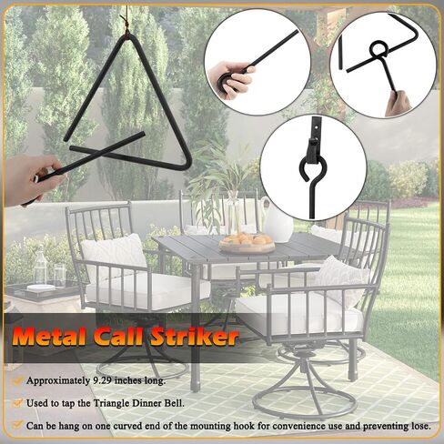 Triangle Dinner Bell Including Metal Hanger and Call Striker, Classical Cast Steel Cowboy Western Dinner Calling Bell for Chuck Wagon Décor in Saudi Arabia